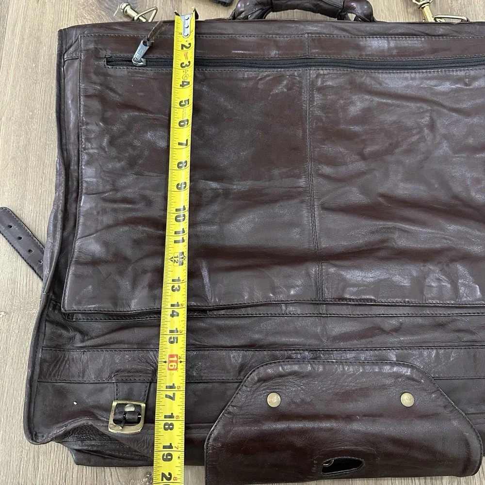 Vintage Simon of California Leather Folding Garment Bag Deep Brown 19-39